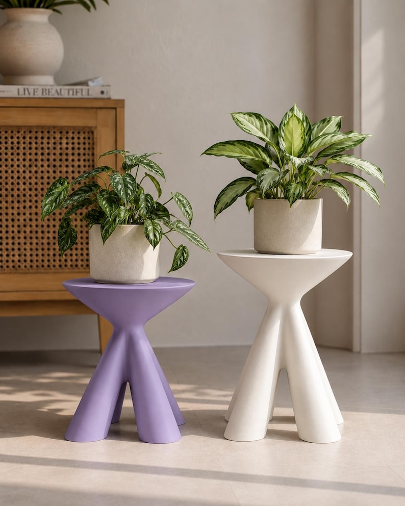 Soporte para plantas escultural impreso en 3D, pedestal elevador minimalista moderno, 5 tamaños. imagen 10