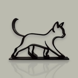 Minimalist Cat Sculpture | Modern 3D Printed PLA Decor, Abstract Art