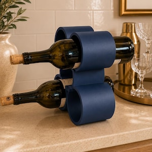 Wine Rack, Sculptural Geometric Holder, Countertop Bar Cart Decor