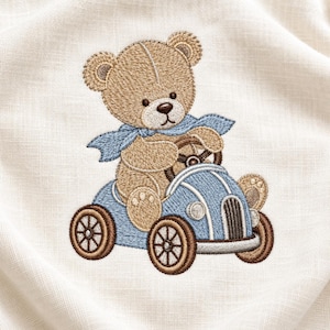 Race Car Teddy Bear Embroidery Design : Baby Boy Nursery Toy Car Machine Embroidery File Baby Bib Onesie Door Hanger  Digital Download
