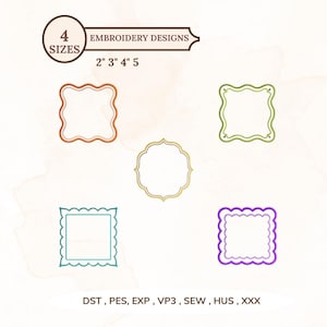 ITH Cocktail Napkin Frame Embroidery Design / Scalloped Border Bundle Pes Dst Jef Vp3 / Download immediato