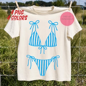 Bikini top PNG with trendy striped swimsuit design