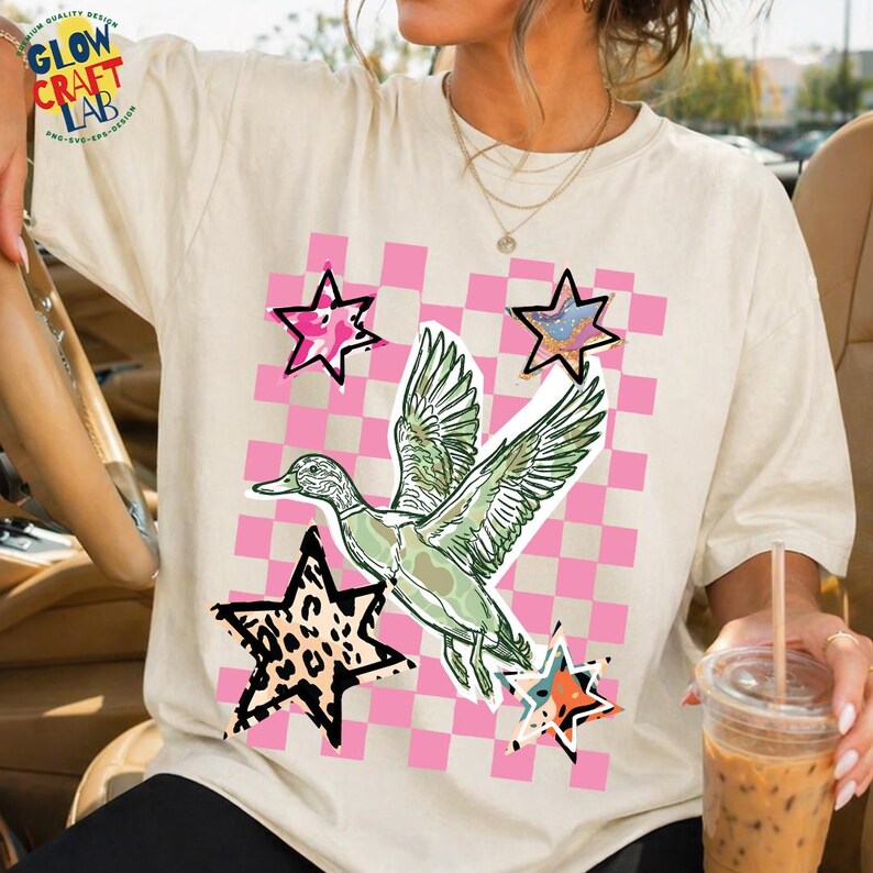 Striped lucky duck sublimation design perfect for beach themed t-shirts and totes