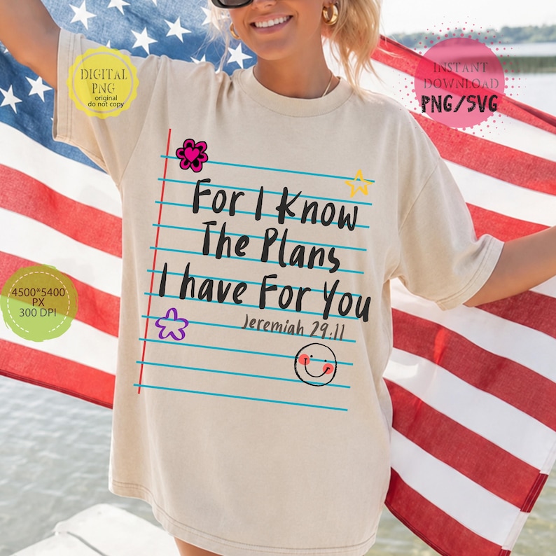 Christian teacher PNG with notebook paper theme and Bible verse inspiration