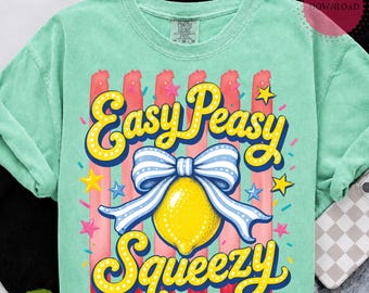 Łatwa i przyjemna cytryna w formacie PNG, sublimacyjny wzór kokardy cytrynowej w stylu retro, grafika na koszulce z owocami w stylu preppy summer, uroczy butik w formacie PNG