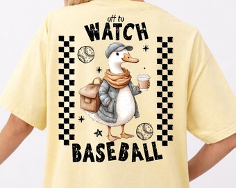 Off to Watch Baseball PNG, Retro Funny Goose Game Day Design, Baseball Fan Shirt Graphic, Vintage Sports Humor, Instant Download