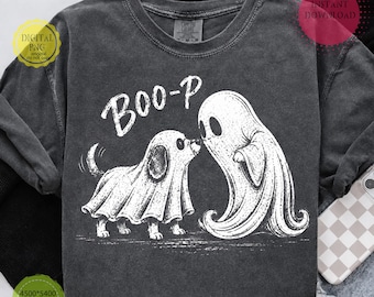 Boo-P Ghost Dog PNG, Funny Halloween Puppy Sublimation Design, Spooky Dog Mom Digital Download
