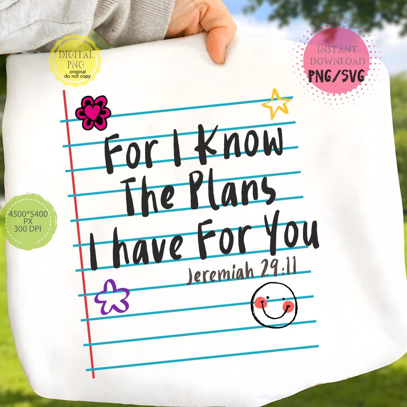 Religious PNG design with Jeremiah 29:11 encouragement message and retro typography
