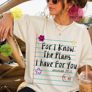 For I Know The Plans I Have For You Christian sublimation design with retro notebook style