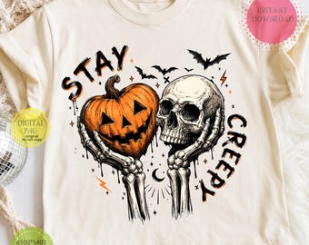 Halloween PNG, Calavera espeluznante PNG, Diseño de sublimación de temporada espeluznante, Sudadera de terror de Halloween PNG, Gráfico de camiseta gótica