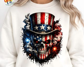 250th Anniversary Shirt PNG, Patriotic Skull Uncle Sam Design, 1776 2026 USA Freedom Shirt, 4th of July American Flag PNG