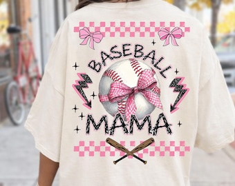 Retro Baseball Mama PNG, Coquette Bow Game Day Graphic (Digital Download)