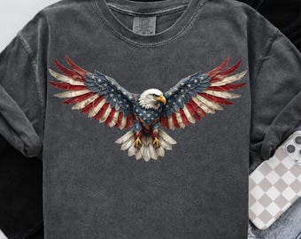 Águila americana PNG, águila calva patriótica para sublimación, diseño de águila con la bandera de EE. UU., PNG del 4 de julio, descarga digital del Día de la Independencia