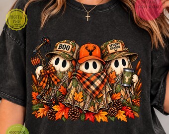 Camo Hunting Ghost PNG, Retro Halloween Ghost Design, Spooky Hunting Season PNG, Funny Fall Sublimation, Vintage Camo Digital Download