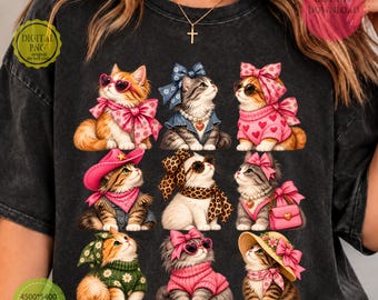 Preppy Cat PNG Bundle, Stylish Cat Clipart, Fashion Pet Portraits, Cute Feline Sublimation, Trendy Cat Shirt Design