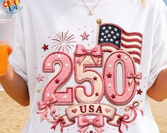 girly patriottisch VS 250-jarig jubileum, png 1776-2026 Girly patriottisch strikontwerp, Coquette-shirt 4 juli, Amerika 250-sublimatie