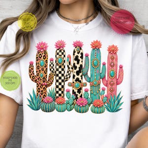 Western desert sublimation design with colorful boho cactus artwork