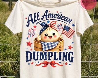 Wszystkie amerykańskie pierożki PNG, zabawna patriotyczna sublimacja jedzenia, uroczy wzór dla dzieci z okazji 4 lipca, grafika pierożków z amerykańską flagą