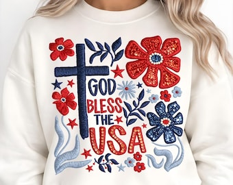USA 250th Anniversary Shirt, God Bless USA PNG, 1776 2026 Patriotic Floral Cross Design, 4th of July Christian Shirt