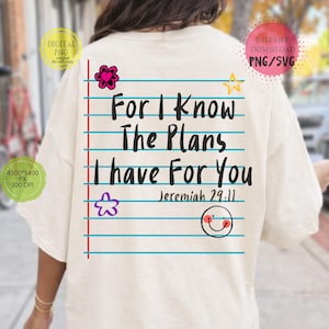 Faith based PNG with Jeremiah 29:11 scripture and colorful doodle elements