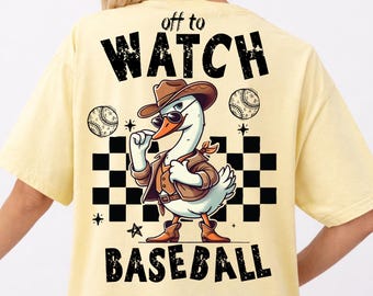 Off to Watch Baseball PNG, Funny Goose Baseball Design, Game Day Shirt Graphic, Baseball Mom Gift, Sports Humor Digital Download