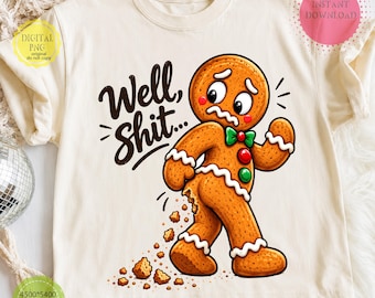 Grappige kerst-PNG, zwarte humor, peperkoekmannetje, grappig kerstsublimatieontwerp, sarcastische digitale download voor de feestdagen