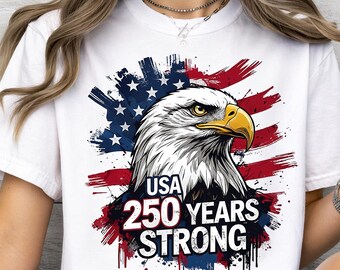 Estados Unidos 250 PNG, Diseño de águila de 250 años de fortaleza de EE. UU., Gráfico patriótico para camiseta del 4 de julio de 2026, Sublimación del Día de la Independencia