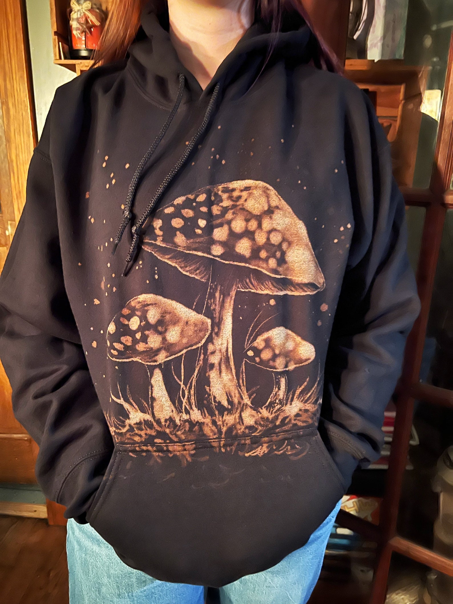 MADE TO ORDER Hand Painted Bleach Hoodie Mushrooms Etsy