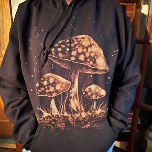 MADE TO ORDER Hand Painted Bleach Hoodie Mushrooms