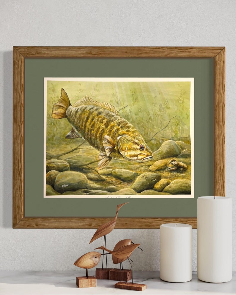 Smallmouth Bass Oil Painting Print Signed by Artist Etsy