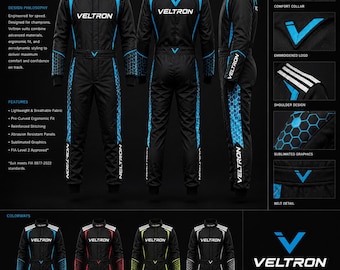 Veltron Striker Edition Racing Suit – Black Red Go Kart Suit, Premium Racewear, Breathable Kart Suit