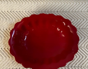 Red Italian Ceramic Serving Bowl | Tavoliche Jessica Scalloped Dish