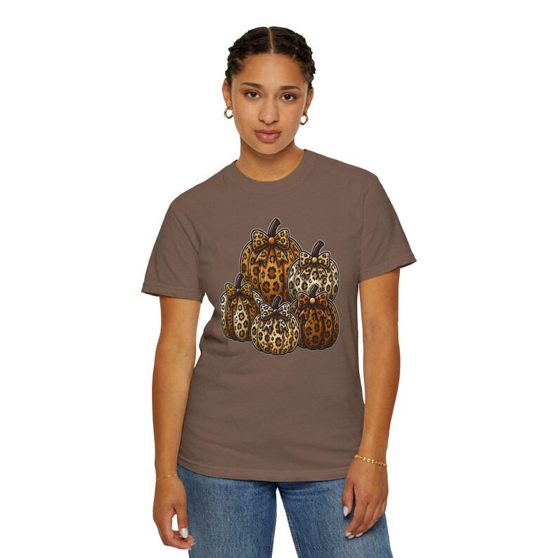 Leopard Pumpkins Comfort Colors T-Shirt | Fall Pumpkin Graphic Tee | Cute Fall Pumpkin Shirt | Cozy Cottagecore Harvest Season Tee image 6