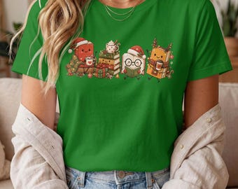 Christmas Book Lover T-Shirt, Holiday Reading, Teacher and Educator Shirt, Librarian Tee, Bookworm Top