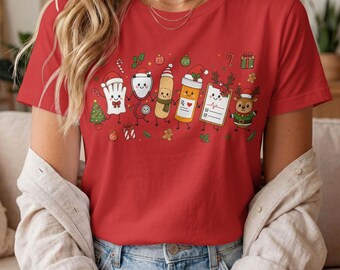 Christmas Nurse Shirt, Christmas Nursing Doodle T-shirt, Cute Christmas Treats Tee, Gift for Doctor, Gift for Nurse, Nursing School Tee