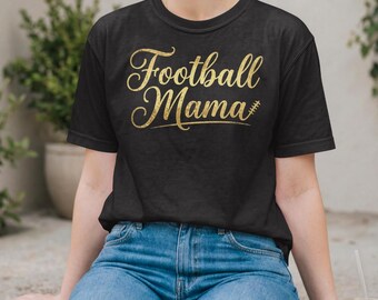 Football Mama Shirt, Boutique Style Football Tee, Football Mom Shirt, Game Day Shirt for Women, Cute Football Season Tee, Black Mama Shirt