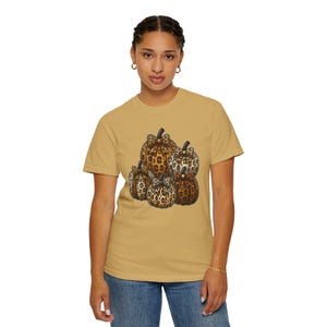Leopard Pumpkins Comfort Colors T-Shirt | Fall Pumpkin Graphic Tee | Cute Fall Pumpkin Shirt | Cozy Cottagecore Harvest Season Tee image 4