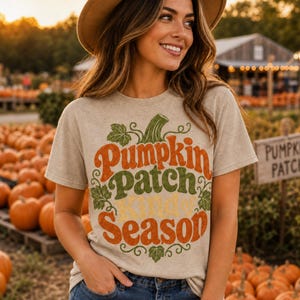 Pumpkin Patch Kind of Season Shirt, Retro Fall Pumpkin Tee, Autumn Graphic T-Shirt, Unisex Fall Shirt, Thanksgiving Pumpkin Patch Tee