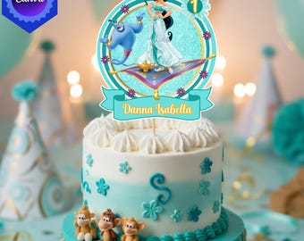 Editable Jasmine Princess Cake Topper, Canva Birthday Decoration (Digital Download)