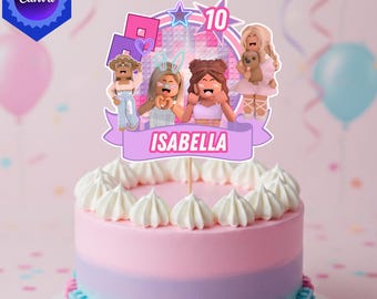 Editable Roblox Birthday Cake Topper, Personalized Gaming Party Decoration (Digital Download)