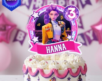 Editable Pop Star Cake Topper, Disco Birthday Party Decor (Digital Download)