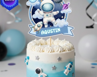 Editable Astronaut Cake Topper, First Trip Around the Sun Decoration (Digital Download)