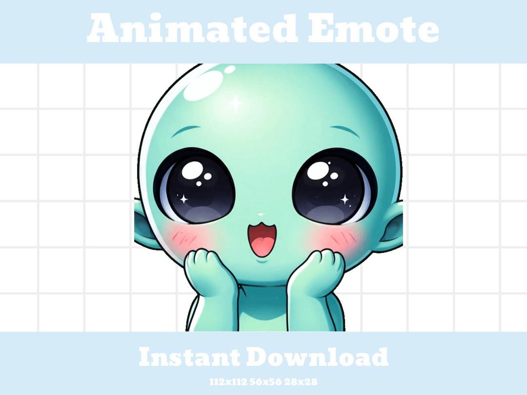 Animated Alien Emote Kawaii Chibi Alien Aww Emoji - Etsy