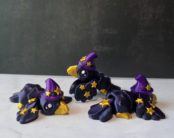 3D Printed Articulated Crow | Halloween Wizard Bird Fidget Flexi Toy