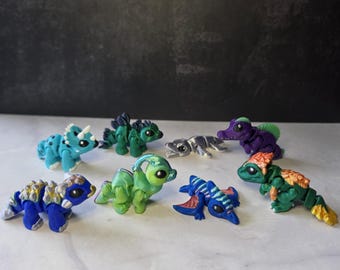 3D Printed Dinosaur Hatchlings | Mini Flexi Fidget Toy | Prehistoric Creature | Articulated Sensory Toy |