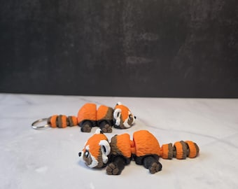 3D Printed Red Panda Articulated Animal | Flexi Keychain Fidget Toy | Bear Creature | Sensory Toy |