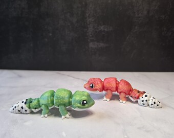 3D Printed  Articulated Leopard Gecko | Flexi Fidget Toy | Lizard Creature | Sensory Toy |