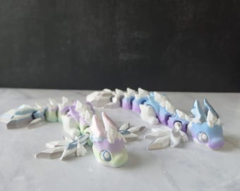 3D Printed Frost Dragon | Flexi Fidget Toy | Articulated Fantasy Creature | Sensory Toy |