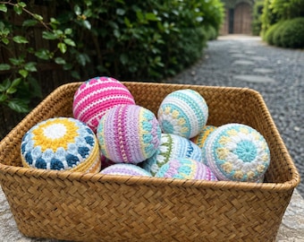Pelota de ganchillo hecha a mano, Hacky Sack, malabarismo, juguete para gatos con cascabel