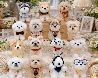 Custom Plush Dog Sculpture Ornament | Personalized Pet Keepsake Figurine